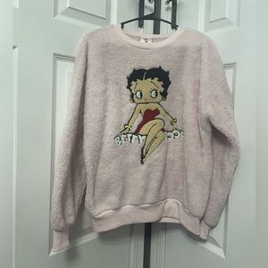 ⚡EVERYTHING MUST GO⚡ Betty Boop Fleece Embroidered Pink  Sweatshirt Women’s